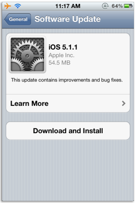 Update iOS 5.1 Device Software OTA