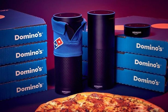 Dominoz creative of food ordering using amazon alexa device