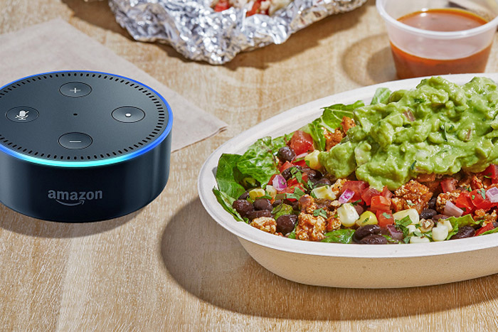 Chipotle brand creative for online food ordering with alexa voice assistant