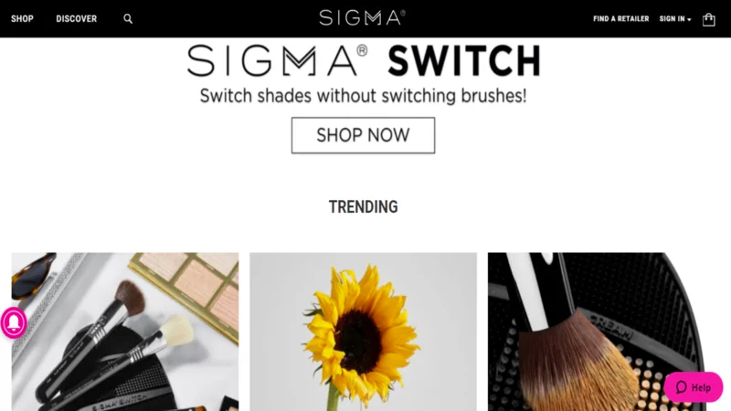 Sigma Beautywebsite home page