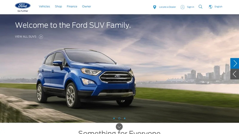 Ford website home page banner