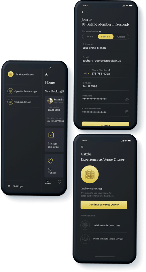 common login feature of event planner app