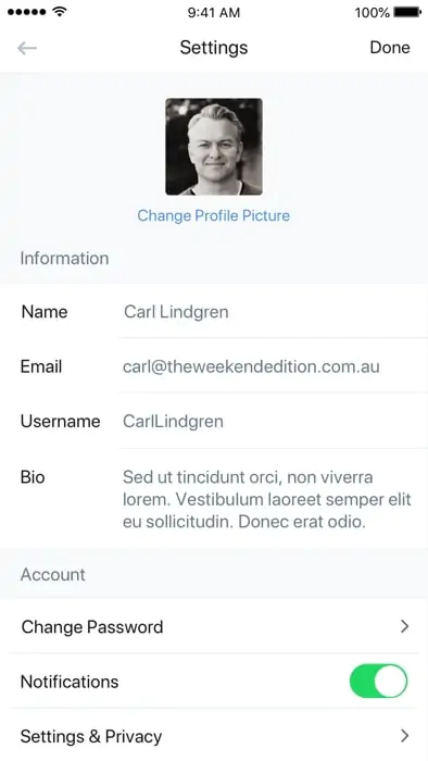 Setting section in quickee a Feedback and Review management App